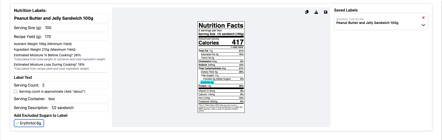 The KitchenSync Excluded Sugars