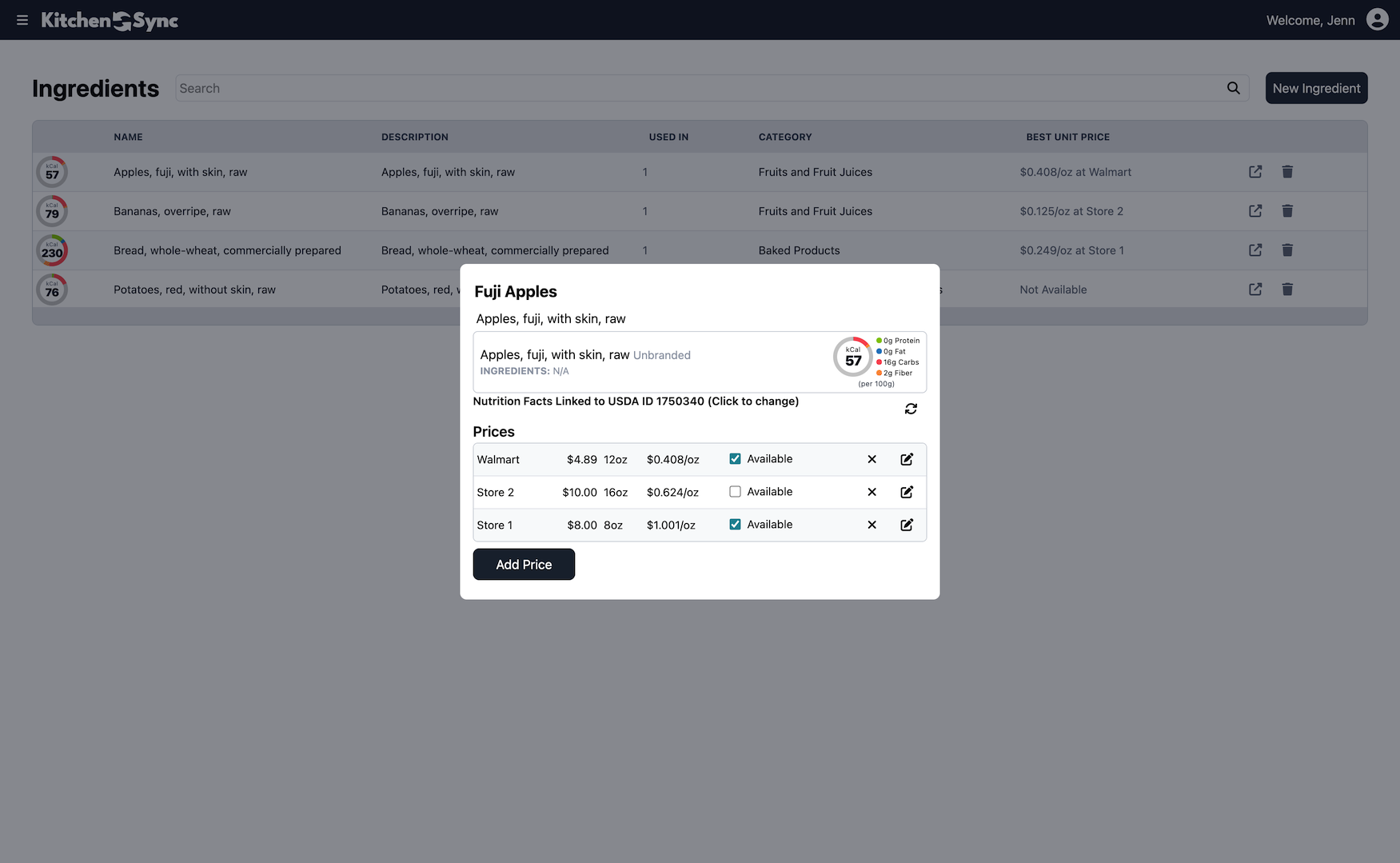 The KitchenSync Ingredient Details