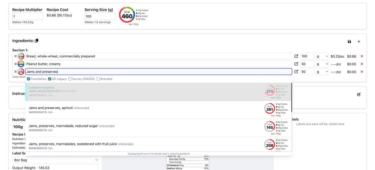 The KitchenSync Recipe Ingredients