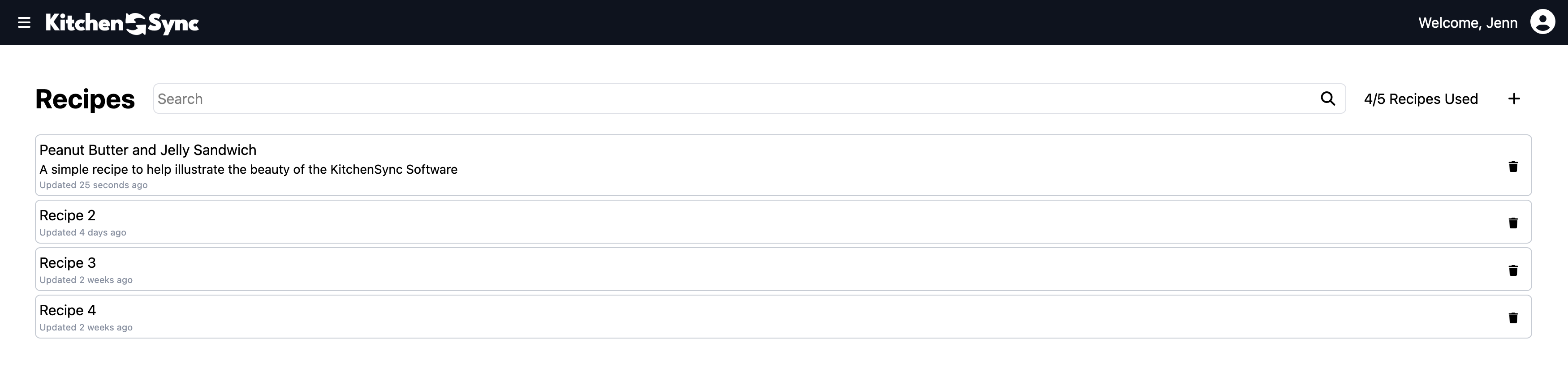 The KitchenSync Recipes Page